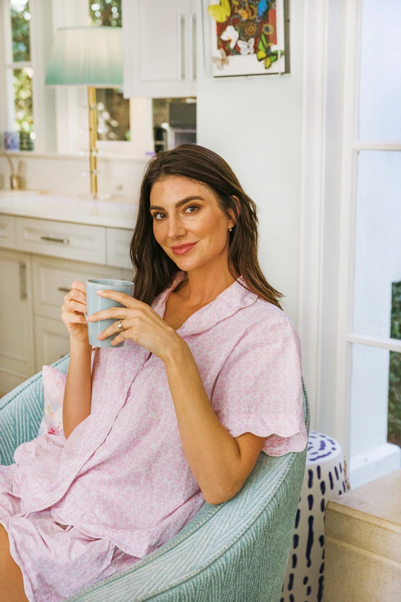 Scalloped Pajama Set Short | Pink Chintz sold by Belletique