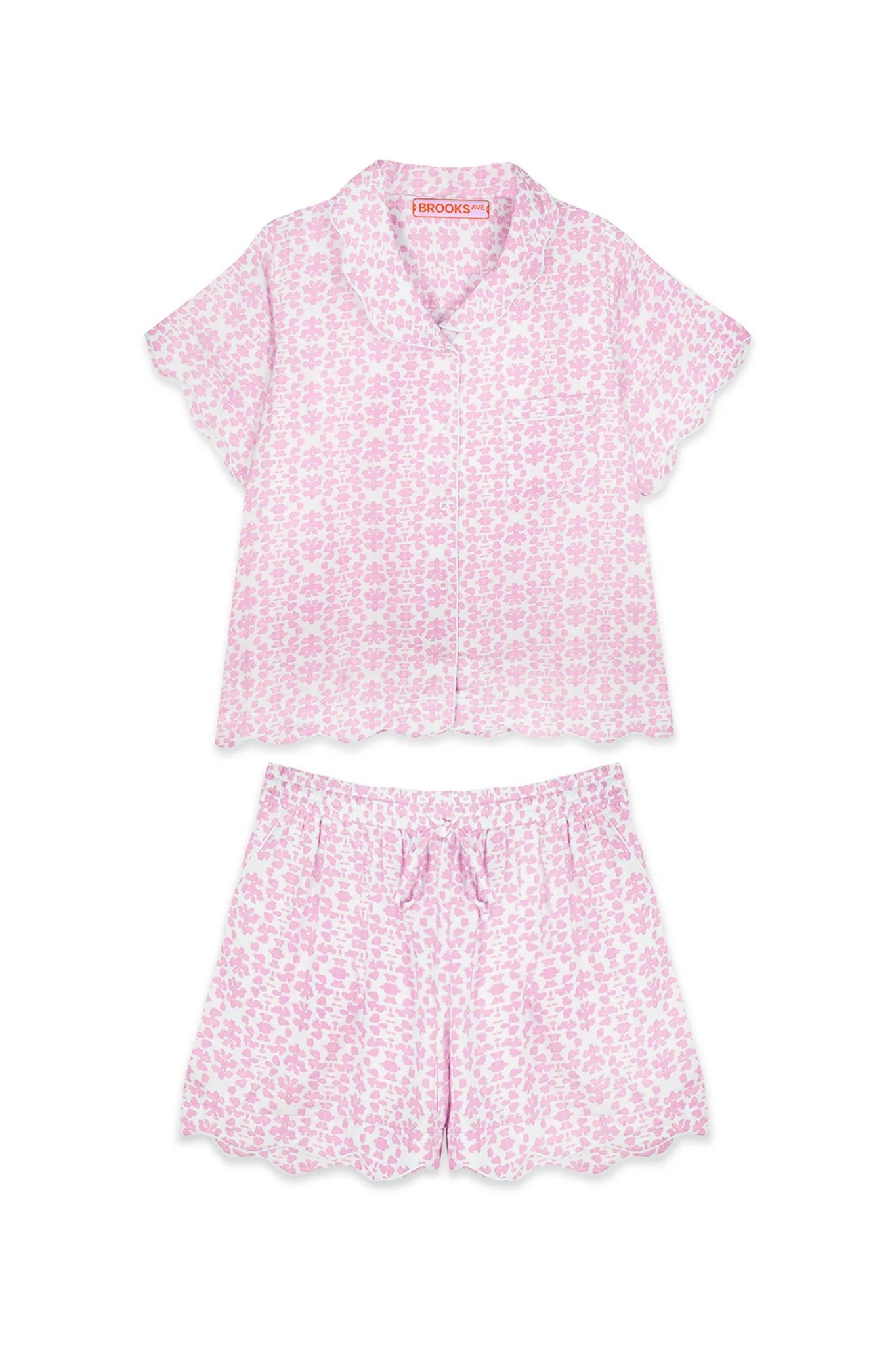 Scalloped Pajama Set Short | Pink Chintz sold by Belletique product image thumbnail 4