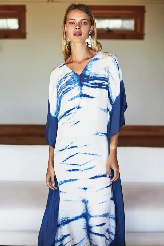 Tie Dye Caftan | Indigo sold by Belletique