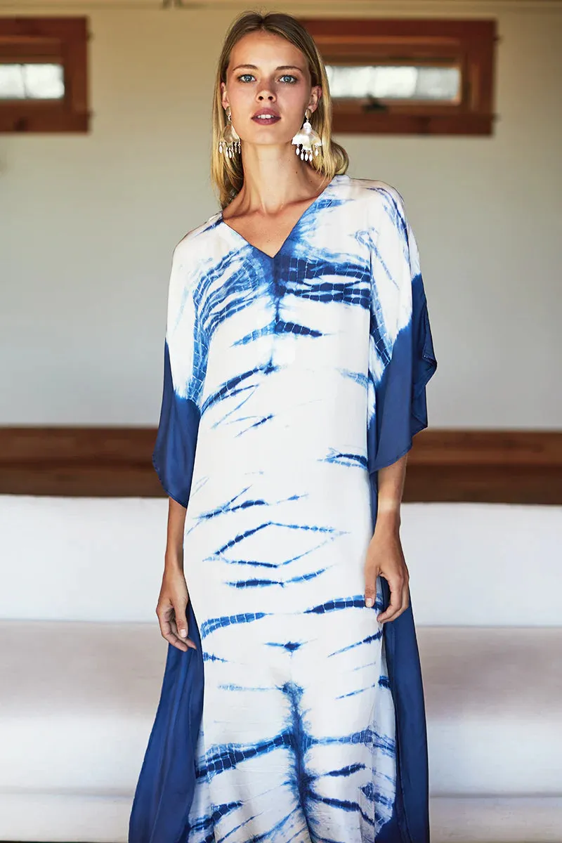 Tie Dye Caftan | Indigo sold by Belletique