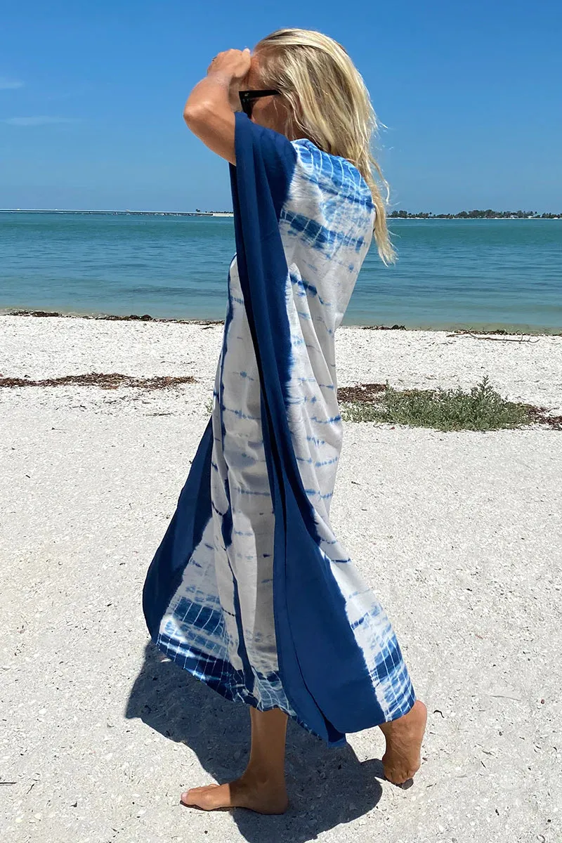 Tie Dye Caftan | Indigo sold by Belletique product image thumbnail 5