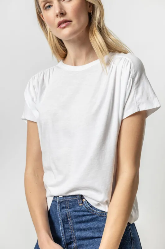 Easy Shirred Short Sleeve | White sold by Belletique