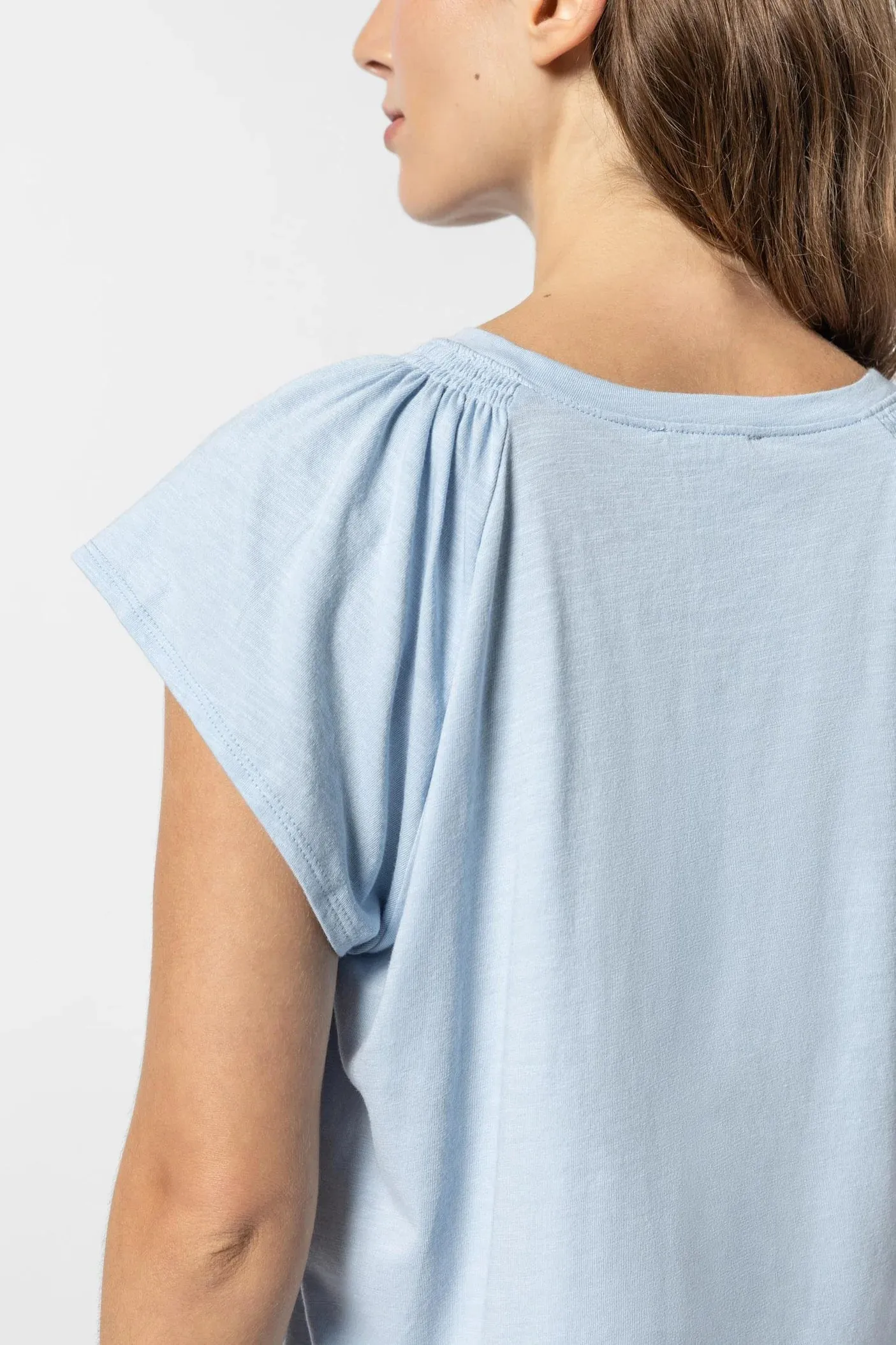 Shirred Shoulder V-Neck | Crystal sold by Belletique product image thumbnail 2