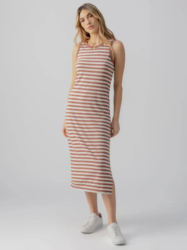Contrast Trim Maxi Dress | Washed Clay/Birch Stripe sold by Belletique
