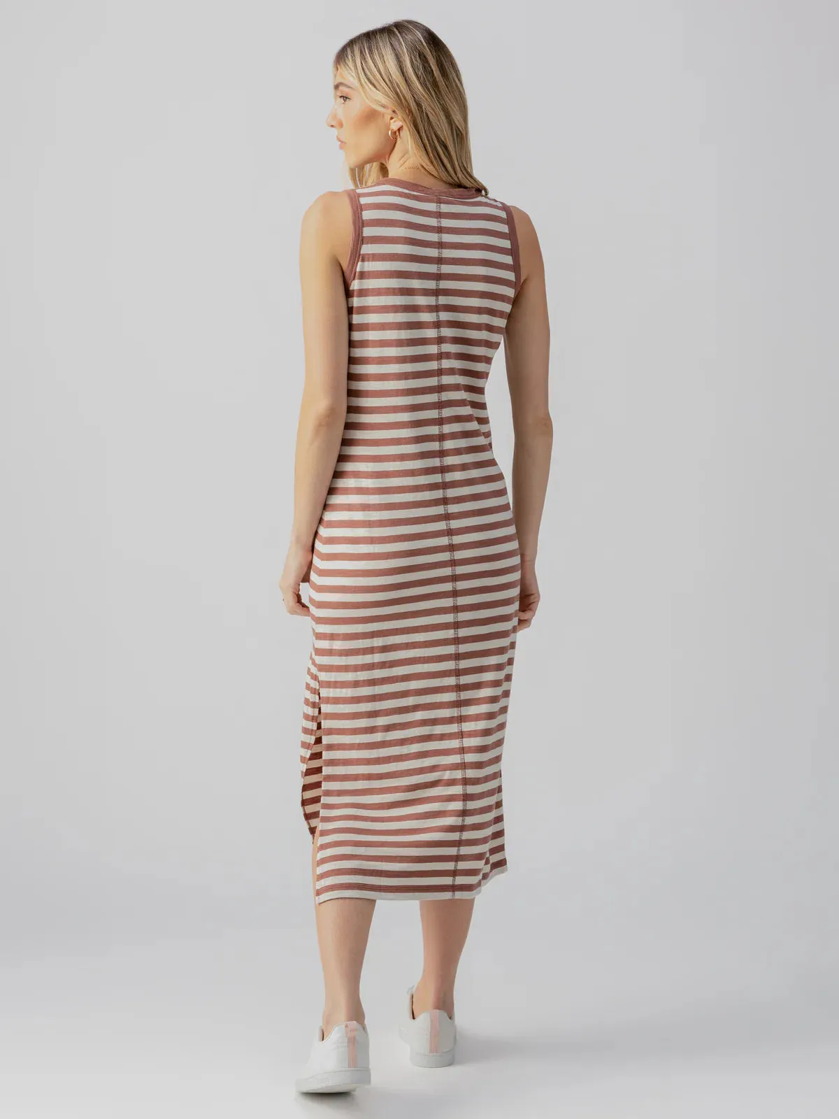 Contrast Trim Maxi Dress | Washed Clay/Birch Stripe sold by Belletique product image thumbnail 2