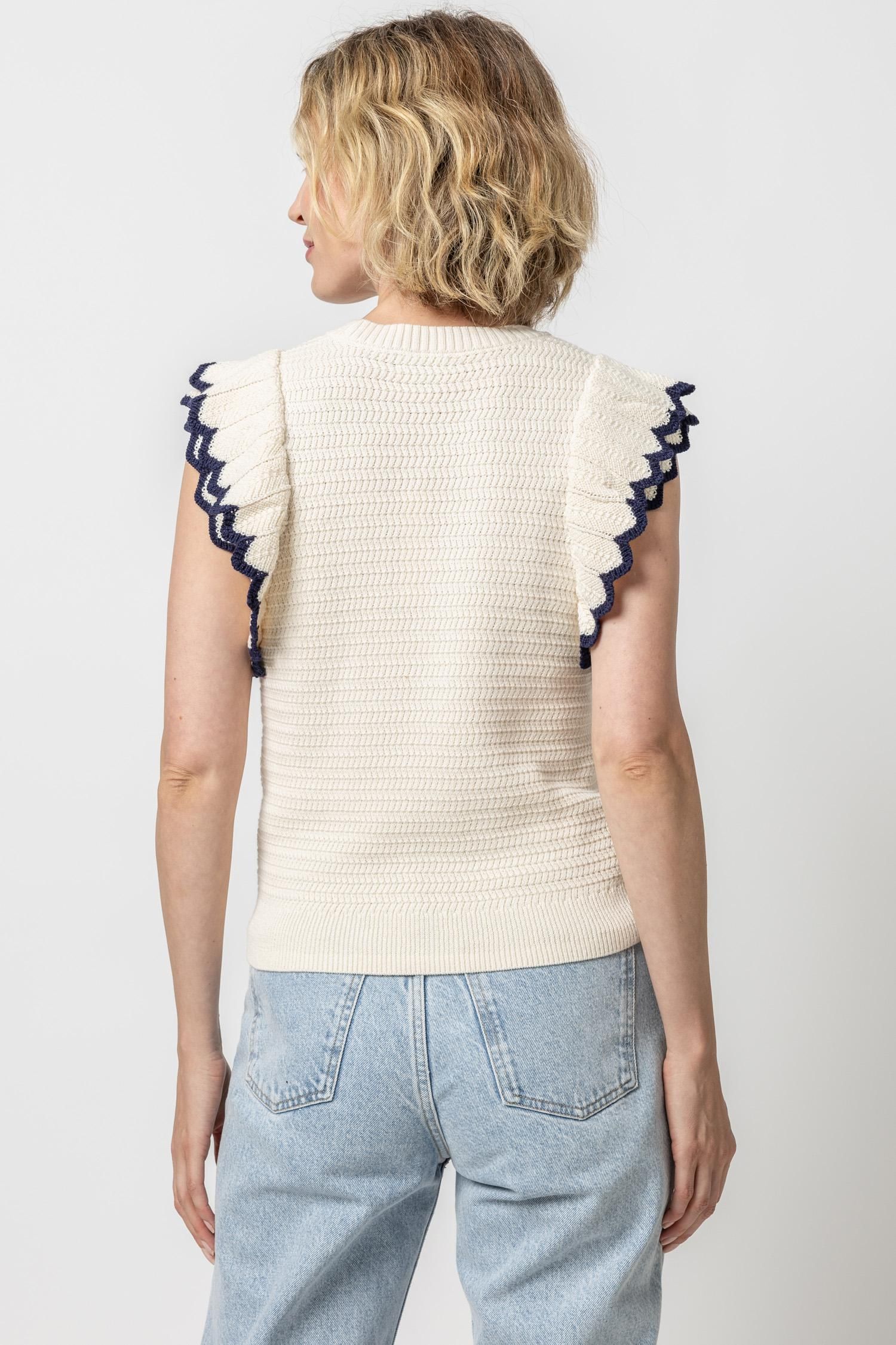 Tipped Sleeve Crewneck Sweater | Ivory sold by Belletique product image thumbnail 4