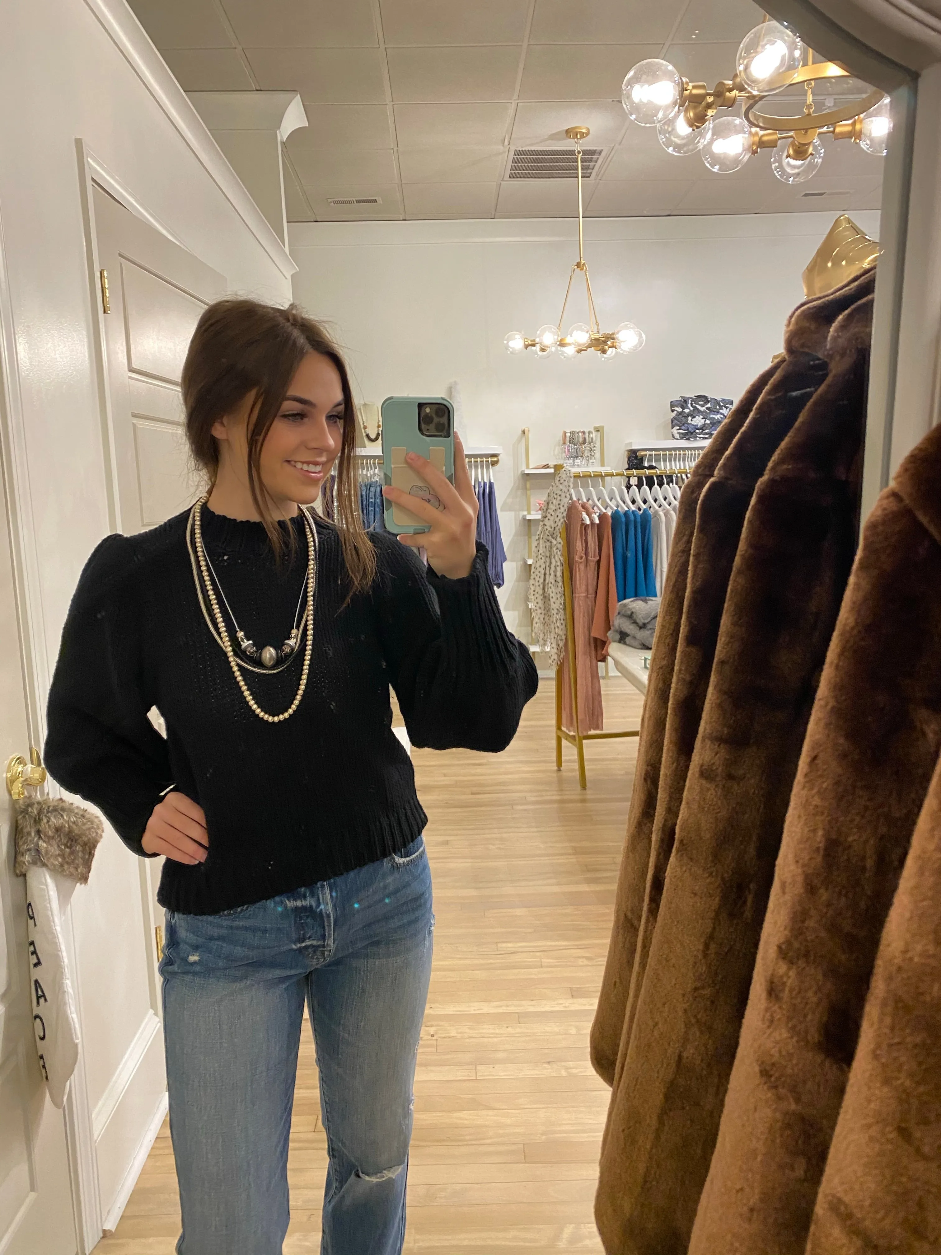 Gabbie 3/4 Puffed Sleeve Sweater | Black sold by Belletique product image thumbnail 2
