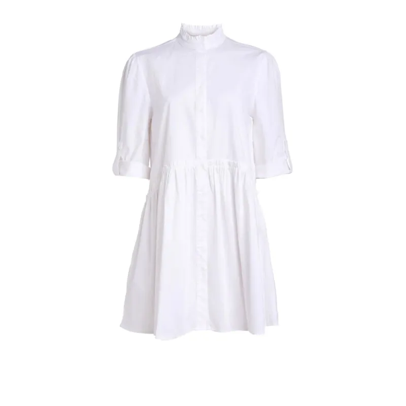Cammie Ruffle Shirt Dress | White sold by Belletique