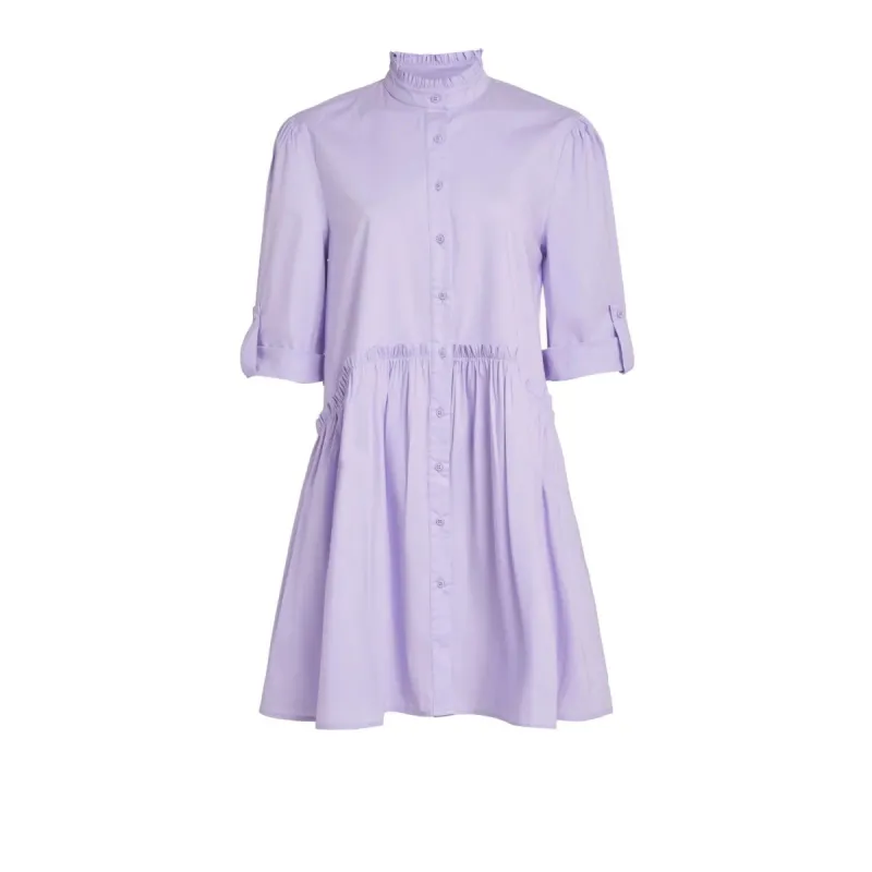Cammie Ruffle Shirt Dress | Lavender sold by Belletique