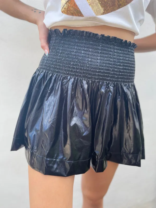 Black Metallic Swing Shorts sold by Belletique