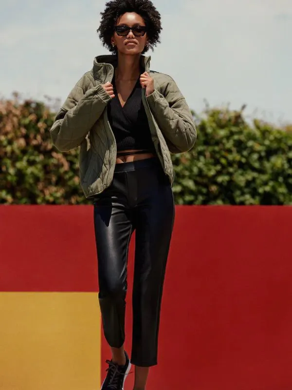 Carnaby Kick Crop Pant | Faux Leather Black sold by Belletique