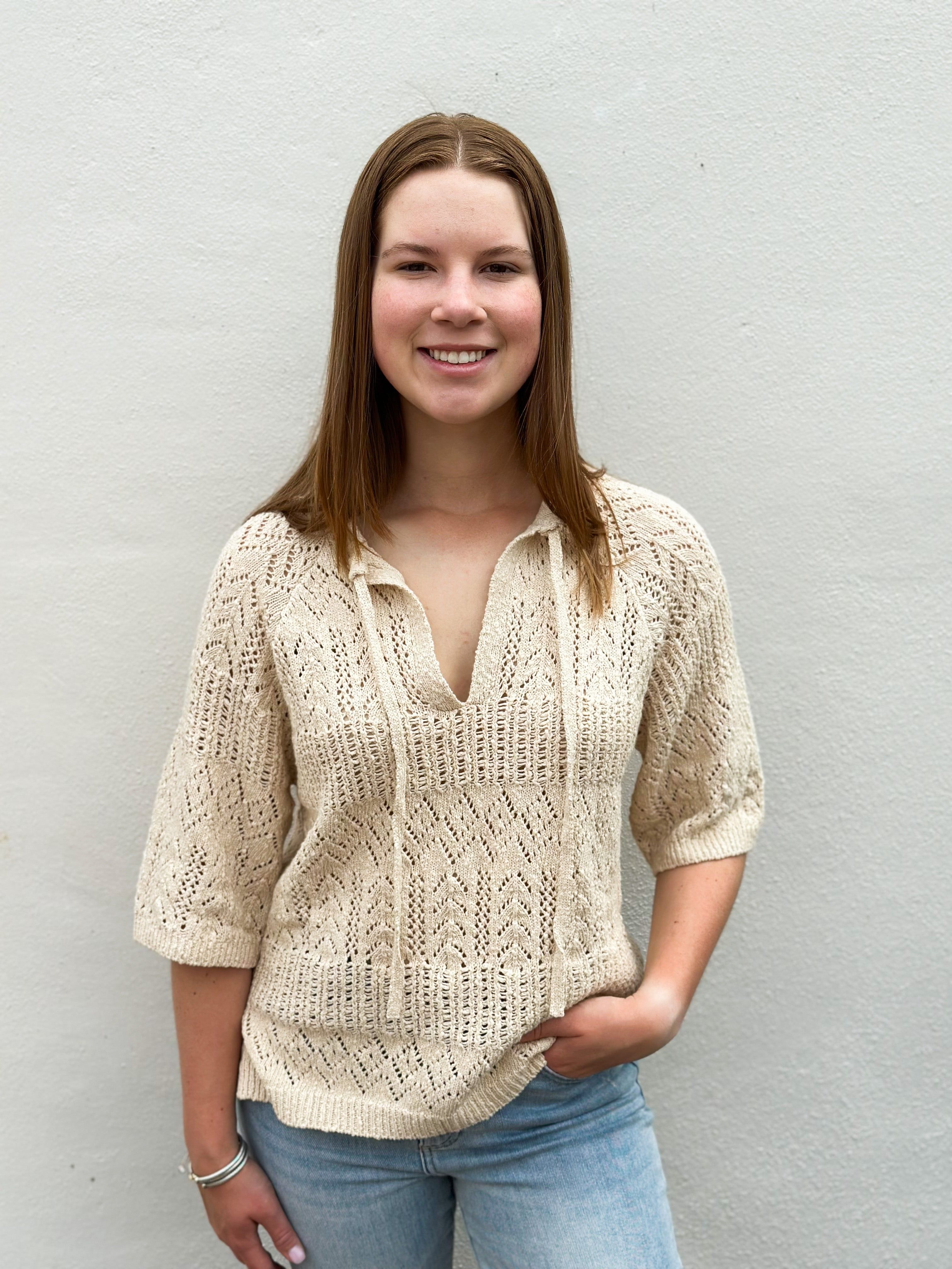 Open Knit Top | Macrame sold by Belletique product image thumbnail 2