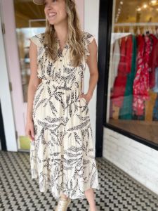 Taylor Dress | Black + Cream sold by Belletique