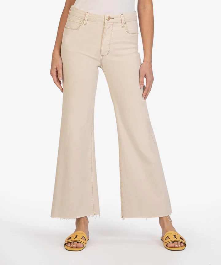 Meg High Rise Fab Ab Wide Leg | Ecru sold by Belletique