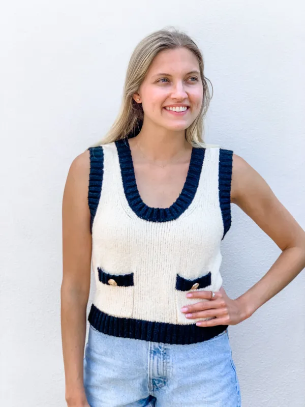 Classics Top | Black + Cream sold by Belletique
