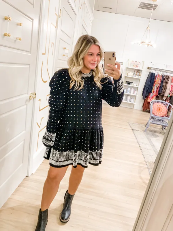 Pearl & Rhinestone Black Dress sold by Belletique