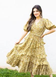 Mallory Midi Dress | Gold sold by Belletique