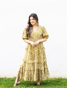Mallory Midi Dress | Gold sold by Belletique