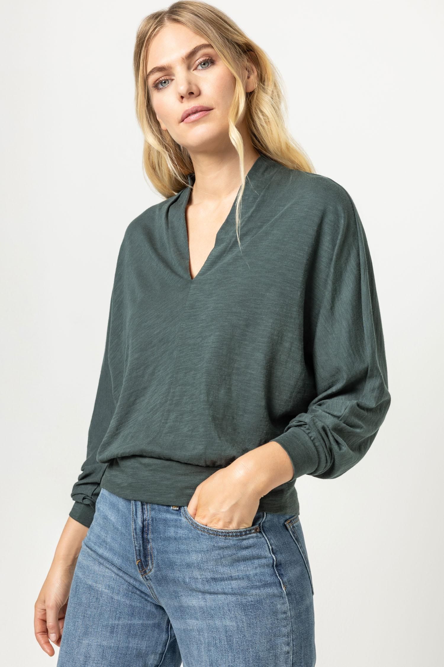 Full Sleeve Split Neck Dolman | Elm sold by Belletique