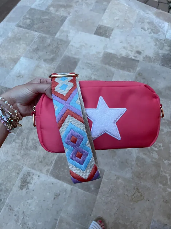 Coral Star Crossbody with Pastel Cowgirl Strap sold by Belletique