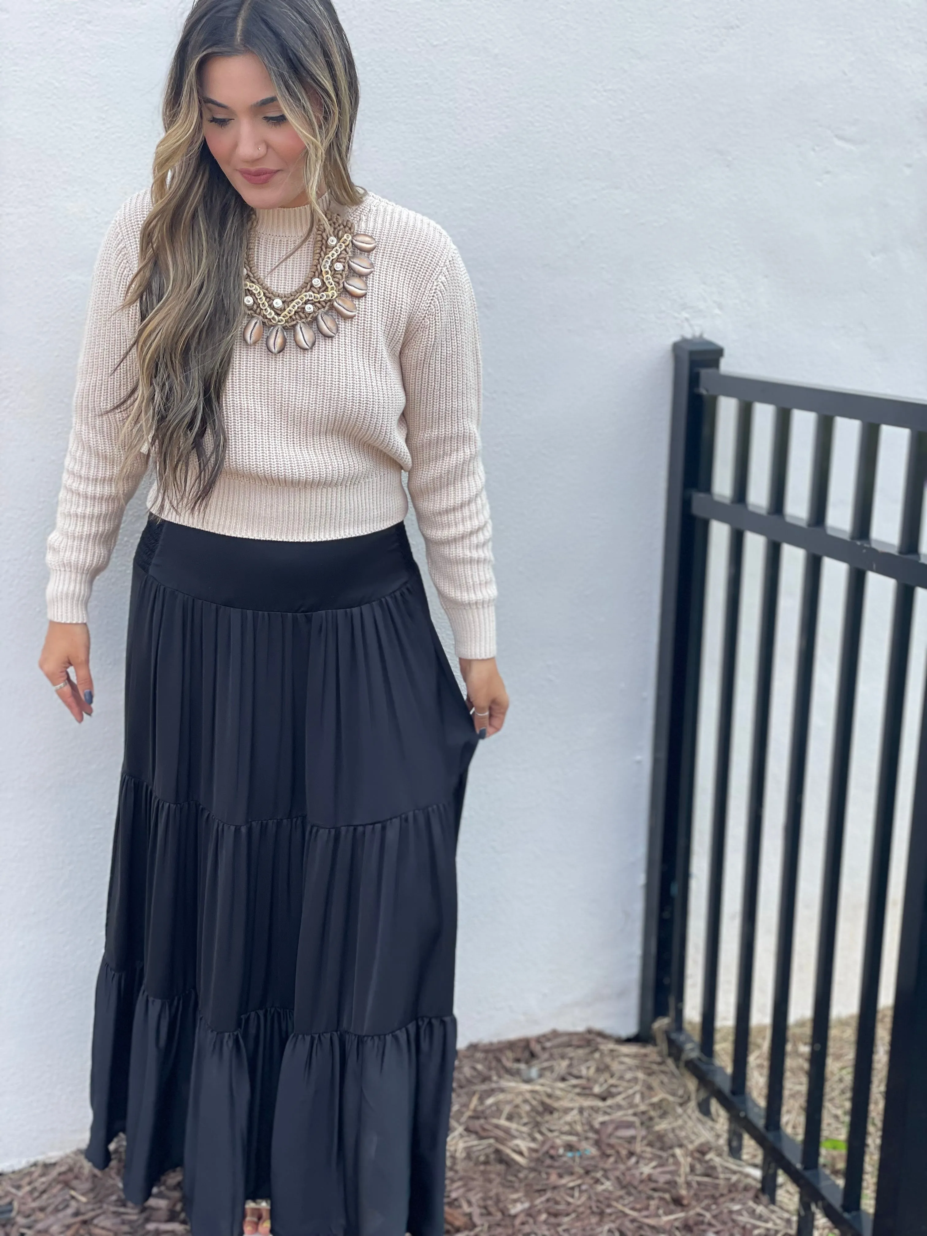 Tiered Maxi Skirt | Black sold by Belletique product image thumbnail 2