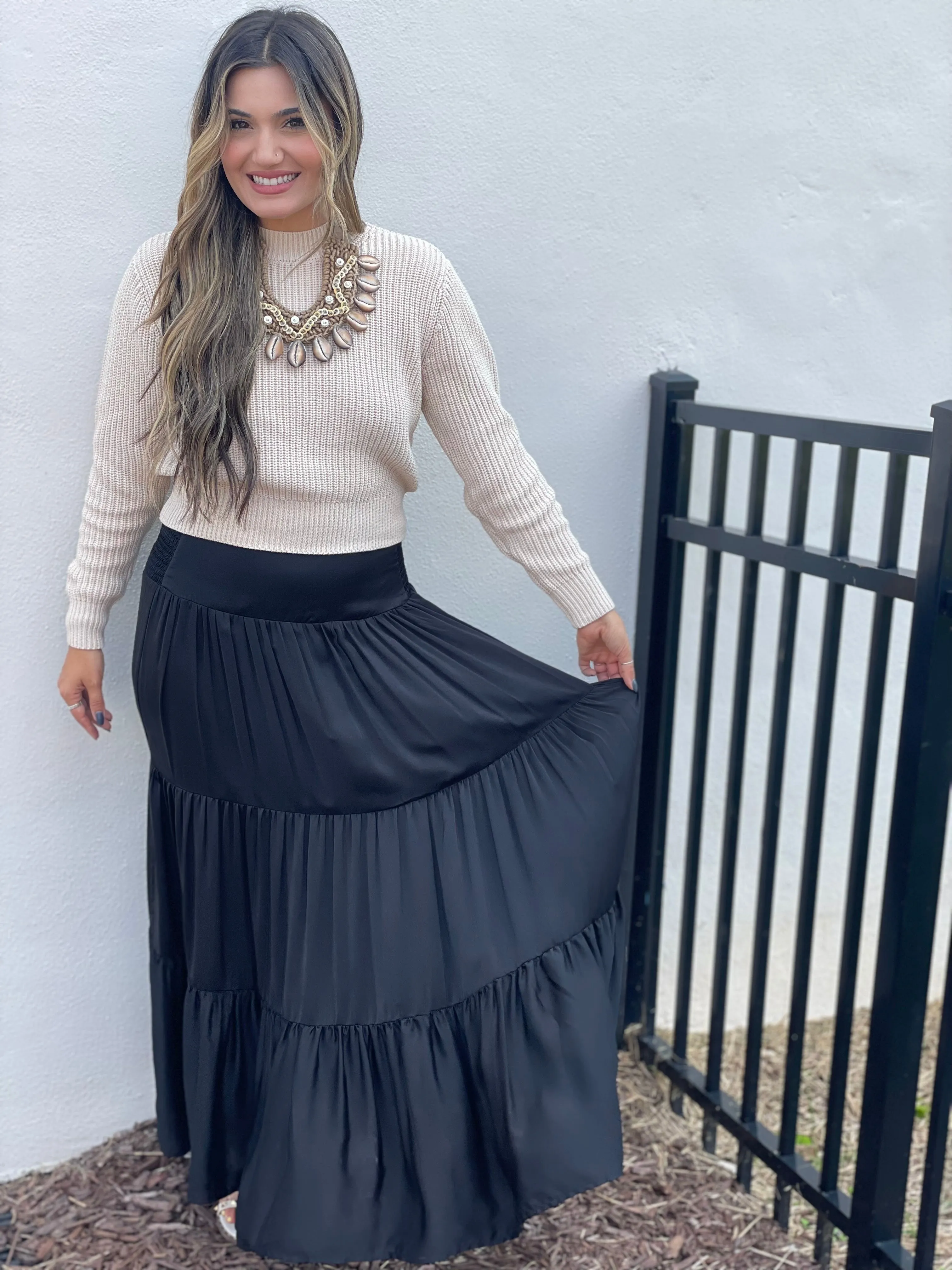 Tiered Maxi Skirt | Black sold by Belletique product image thumbnail 3