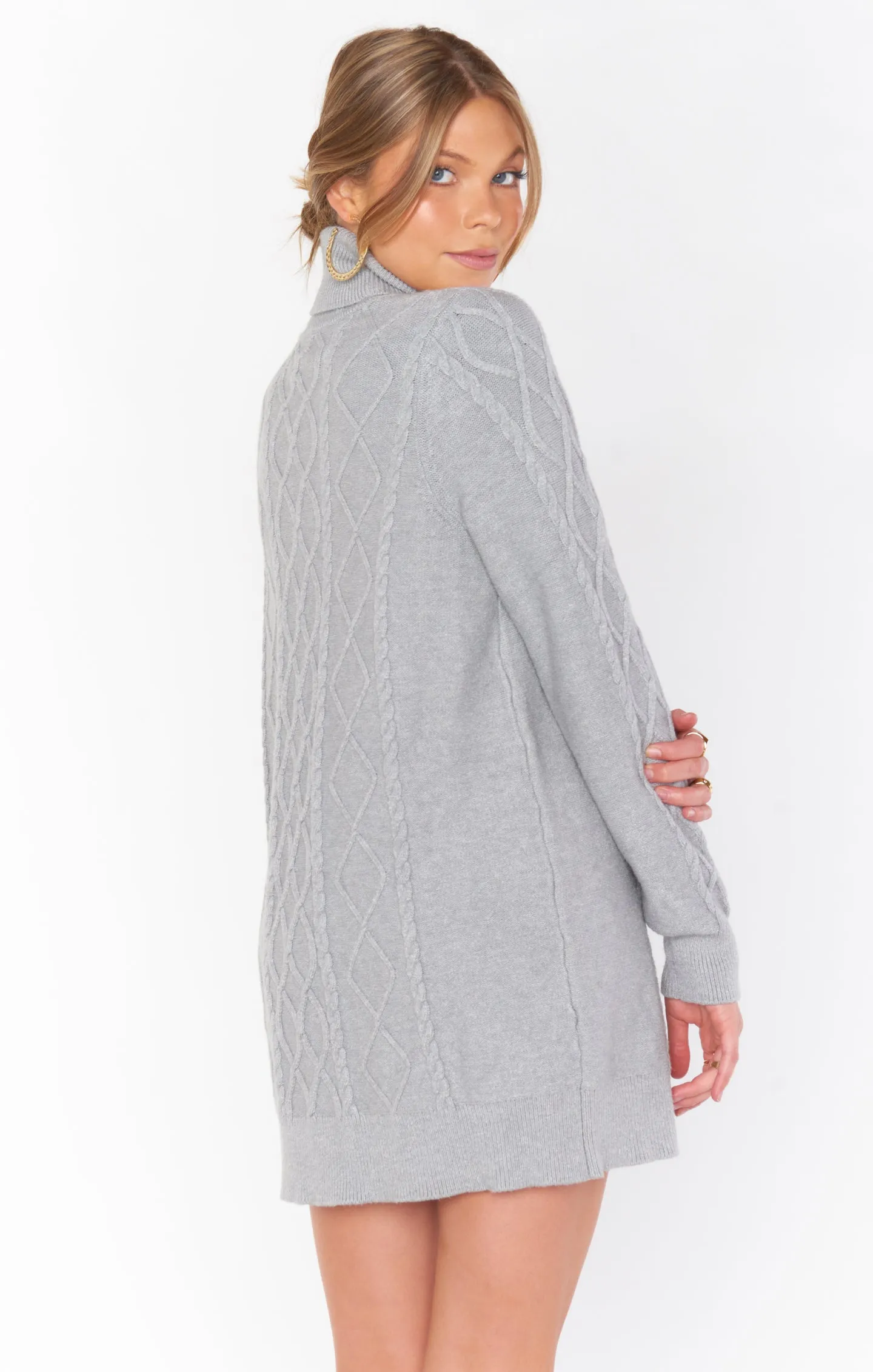 Montreal Mini Dress | Grey Cable Knit sold by Belletique product image thumbnail 4