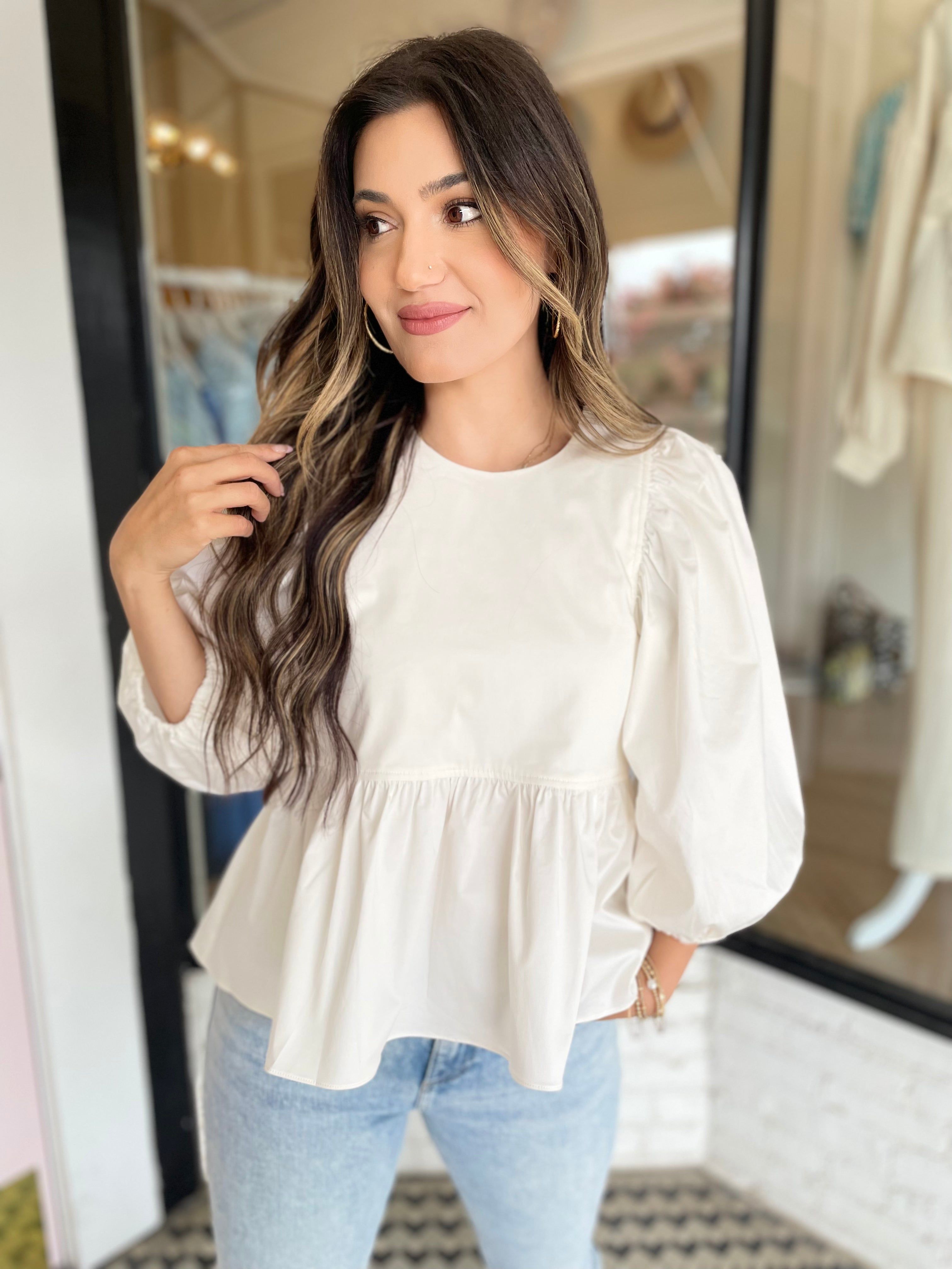 Harlow Top | White sold by Belletique product image thumbnail 3