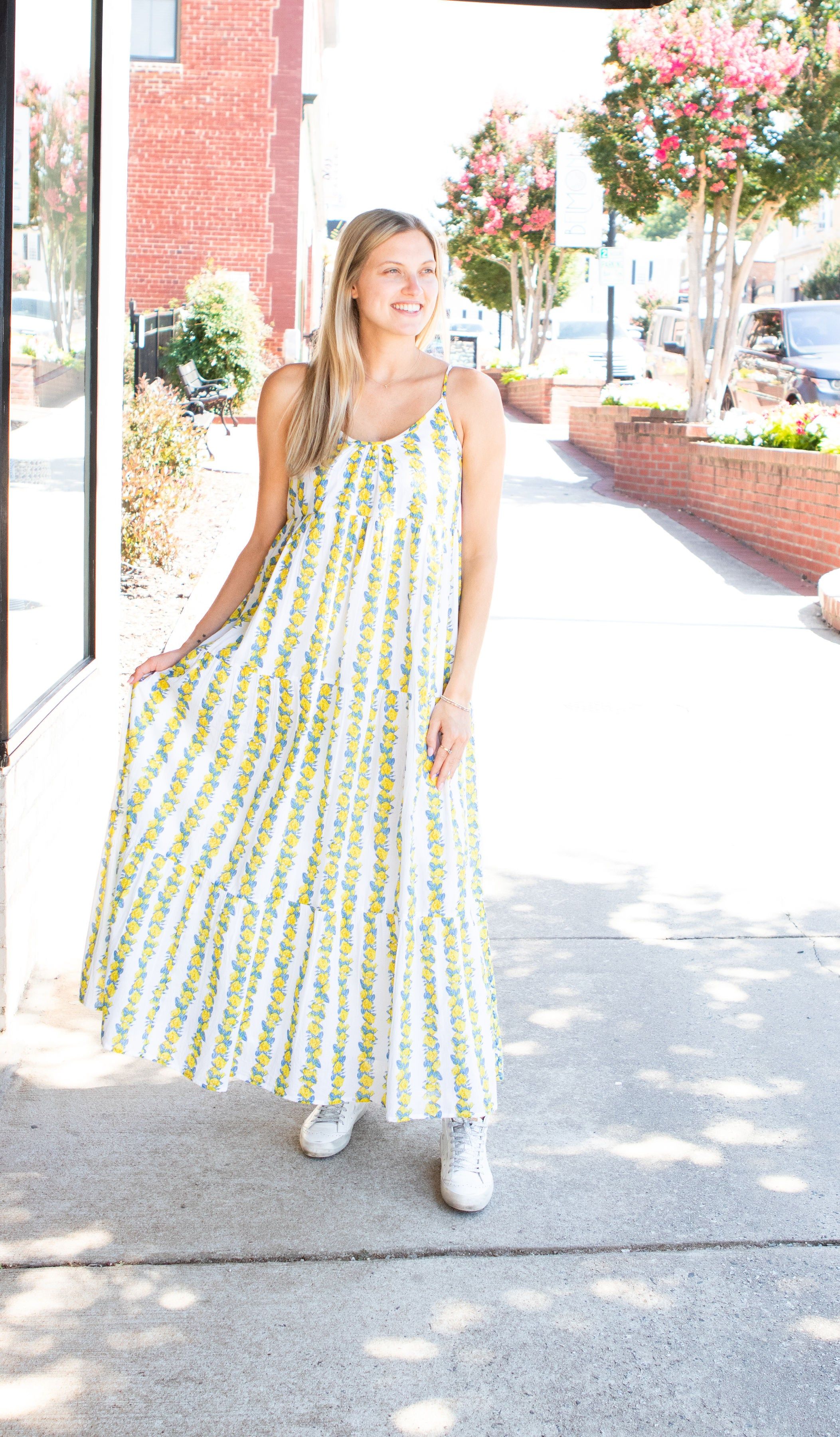 Emily Long Dress | Provence Stripe sold by Belletique product image thumbnail 2