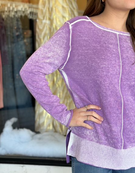 Reverse Printed Sweater | Lavender sold by Belletique product image thumbnail 3
