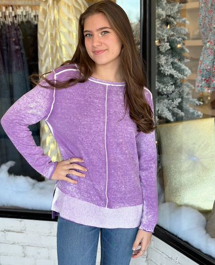 Reverse Printed Sweater | Lavender sold by Belletique product image thumbnail 2
