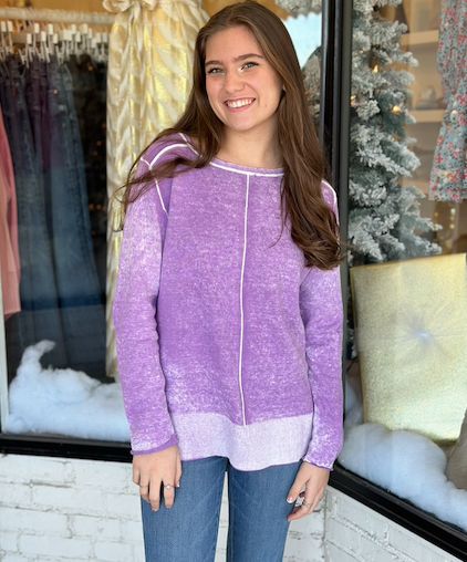 Reverse Printed Sweater | Lavender sold by Belletique