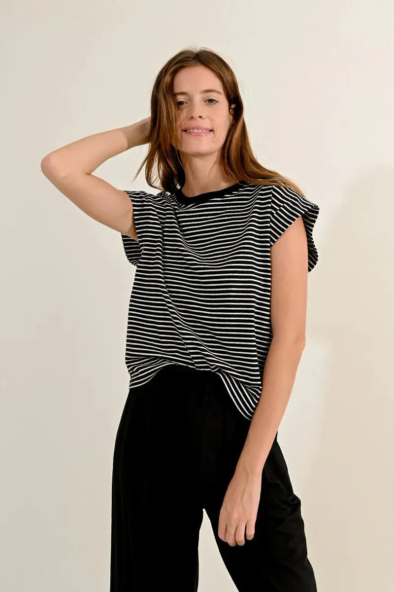 Striped Tee | Black + White sold by Belletique product image thumbnail 2