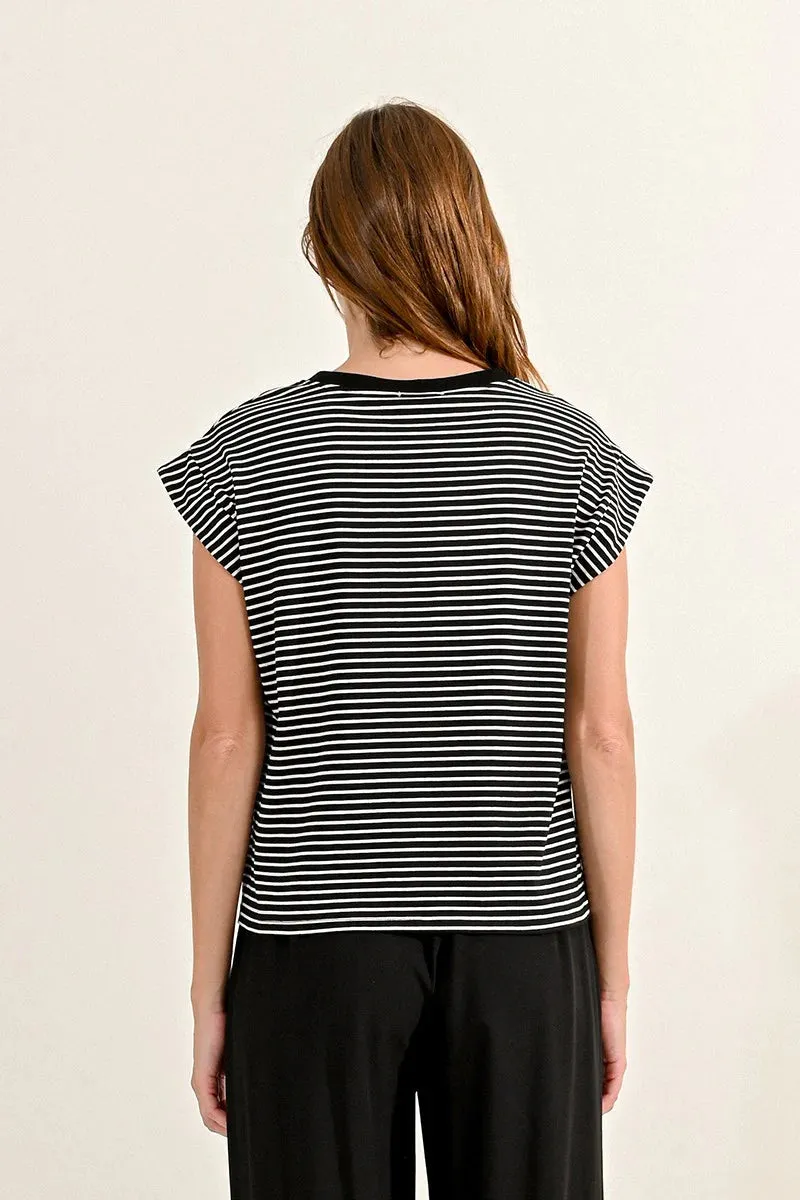 Striped Tee | Black + White sold by Belletique product image thumbnail 3