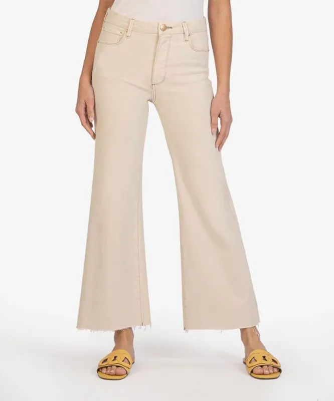 Meg High Rise Fab Ab Wide Leg | Ecru sold by Belletique