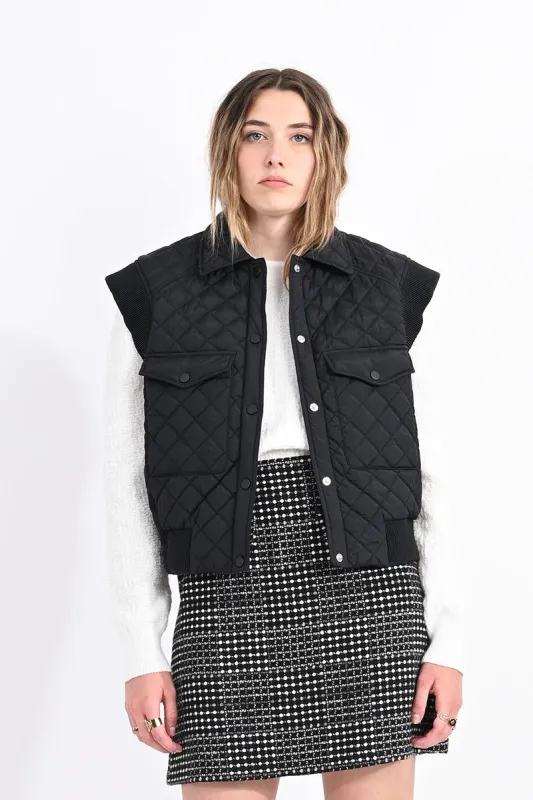 Padded Jacket Vest | Black sold by Belletique