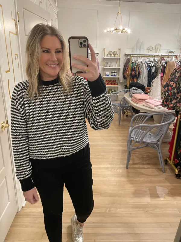 Adina Every Day Sweater | Midnight White sold by Belletique