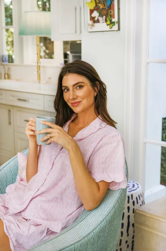 Scalloped Pajama Set Short | Pink Chintz made by Belletique