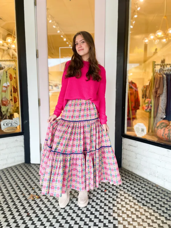 Triple Tiered Maxi Skirt - Moroccan Pink sold by Belletique