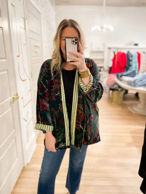 Wildflowers and Wine | Velvet Lounge Jacket sold by Belletique