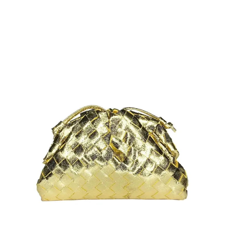 Woven Cloud Clutch | Metallic Gold sold by Belletique