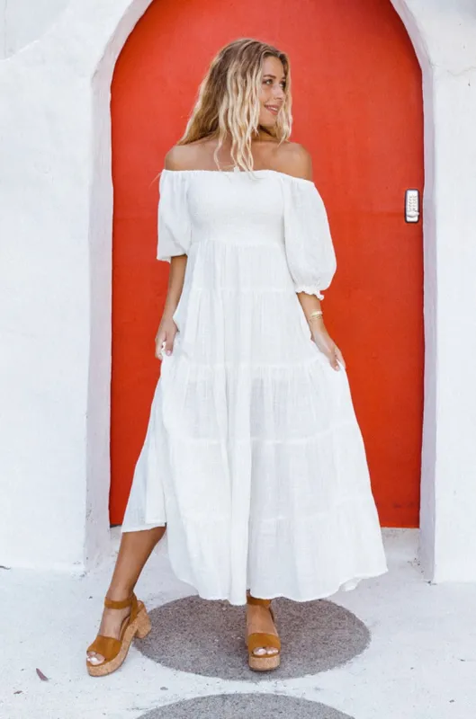 Flora Deluxe Maxi Dress - White (Lined Inside) sold by Tropical Dream