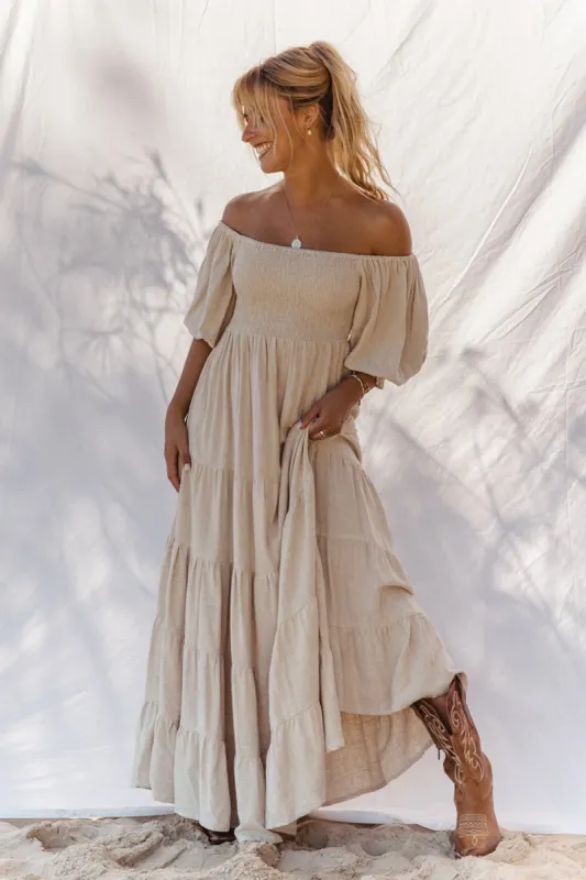 Flora Maxi Dress - Sand (Heavy fabric, go size down) sold by Tropical Dream