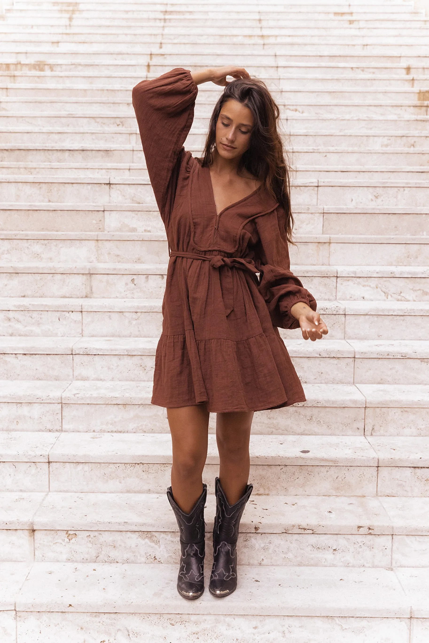 Lora Mini Dress - Chocolate sold by Tropical Dream product image thumbnail 2