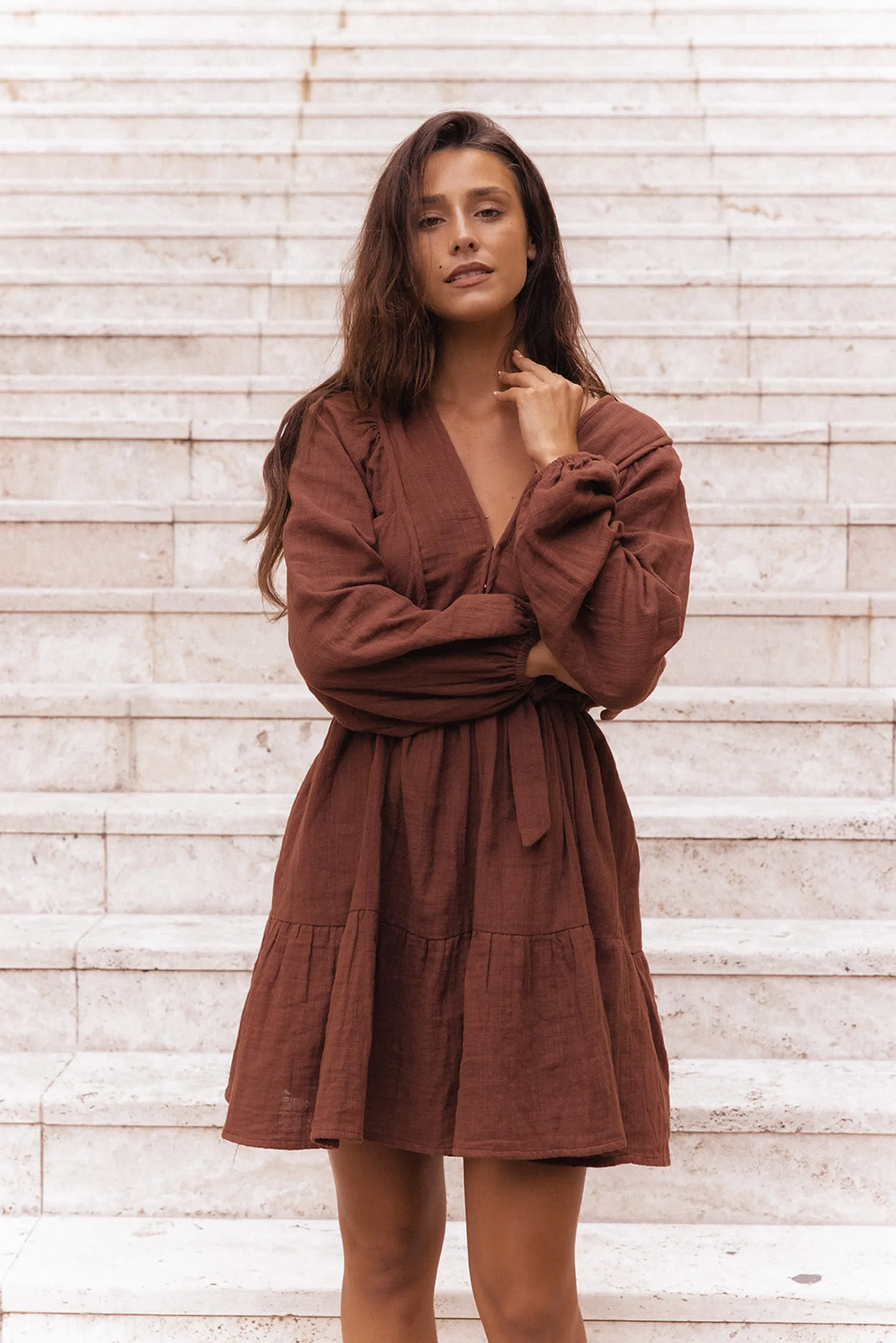 Lora Mini Dress - Chocolate sold by Tropical Dream product image thumbnail 3