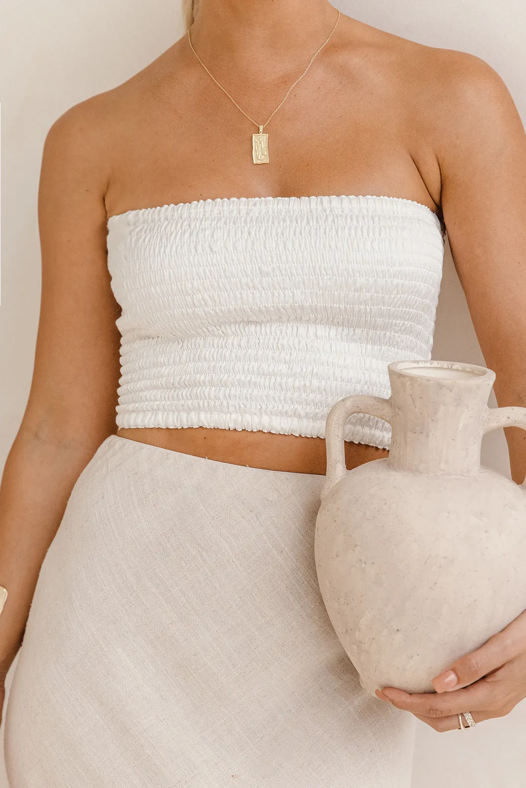 Lora Tube - White Pearl (Lined Inside) sold by Tropical Dream