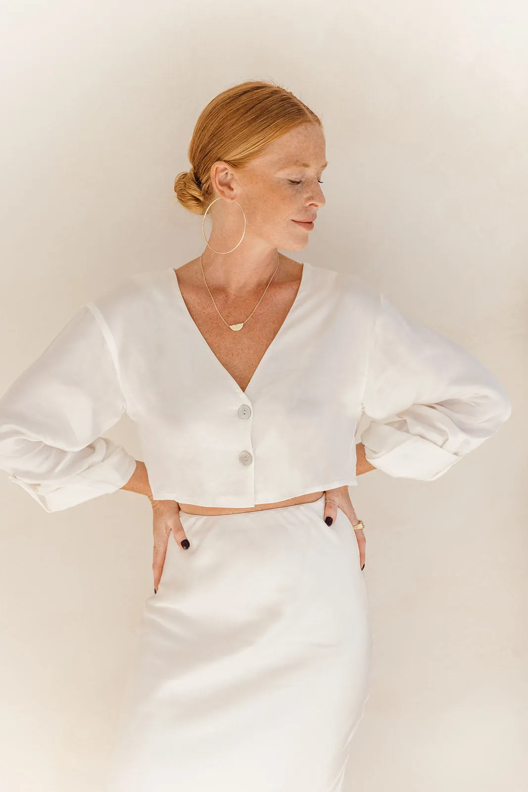 Pearl Crop Shirt - White Pearl sold by Tropical Dream