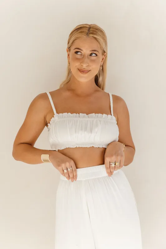Lagoon Crop - White Pearl (Removable Straps & Lined) sold by Tropical Dream