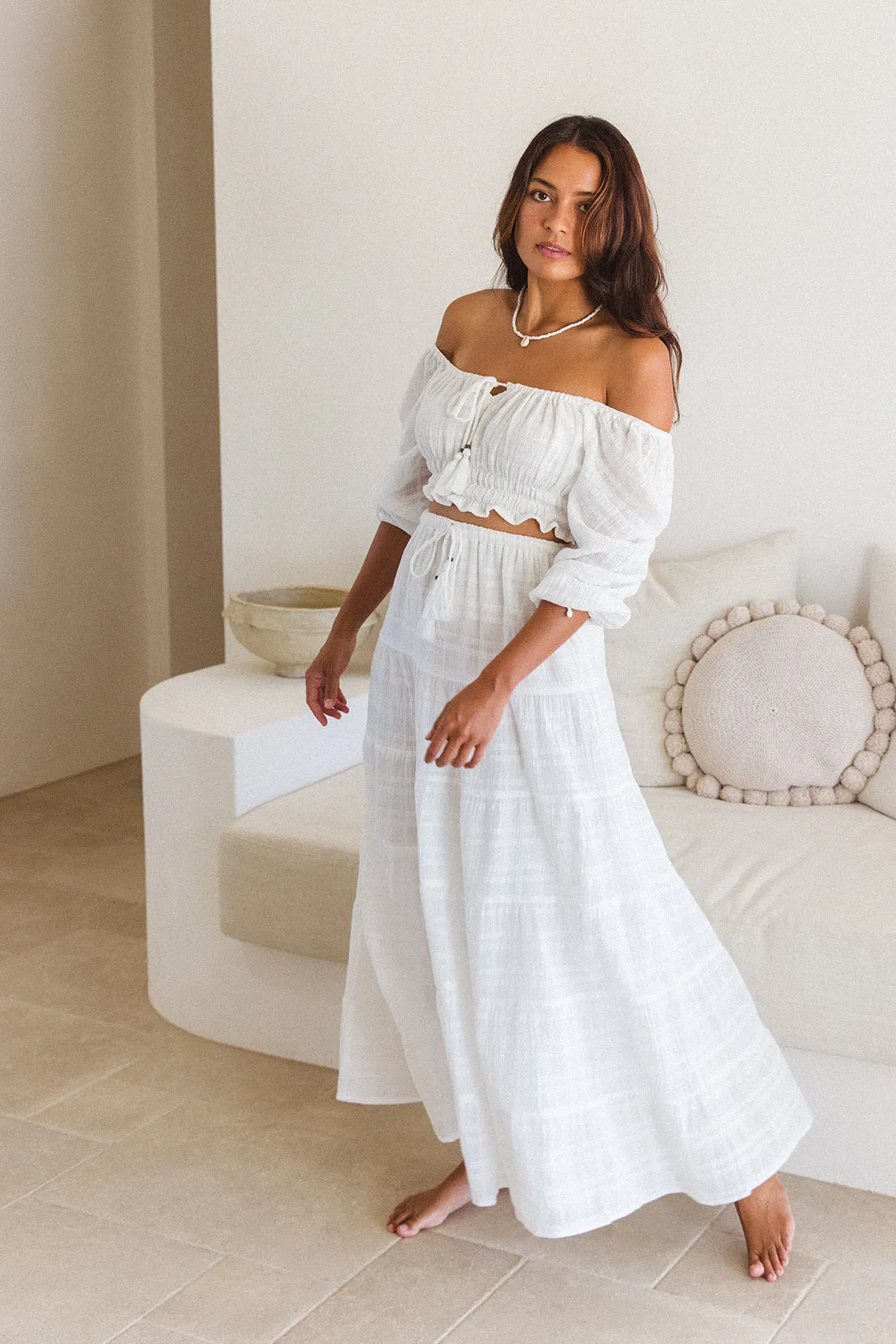 Dreamy Maxi Skirt - White (Lined Inside) Go size up sold by Tropical Dream product image thumbnail 3