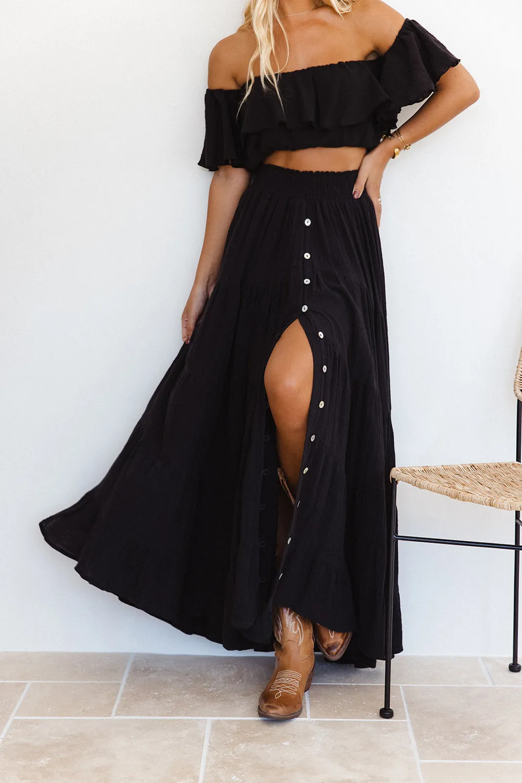 Flora Maxi Skirt - Black sold by Tropical Dream